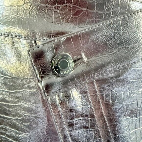 Torn By Ronny Kobo NWT Silver Metallic Faux Leather Croc Embossed Wrap Silver 8 - Picture 7 of 13